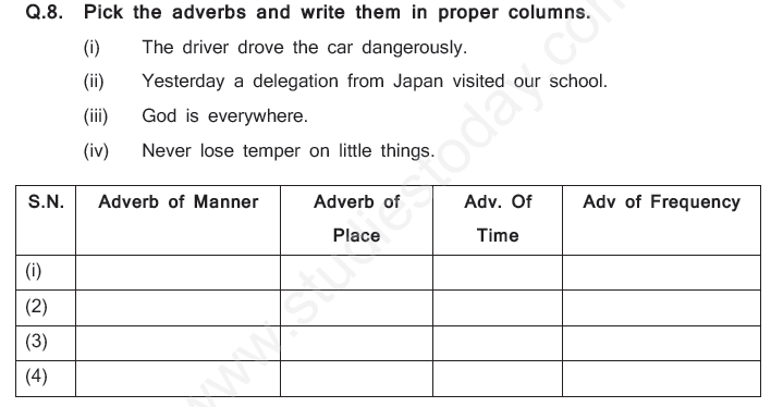 english assignment for class 4